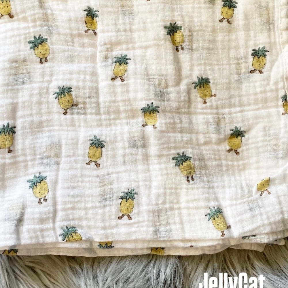 Jellycat Yellow Pineapple Print Muslin Cloth Blanket